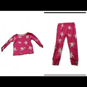 Pink Unicorn Pajama Set with Long Sleeves
